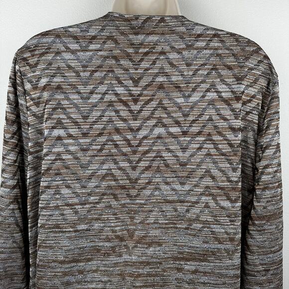 NEW Chicos Collection Cardigan Jacket Chevron Shimmer Neutral Tans Chicos 2 US L - Picture 7 of 15